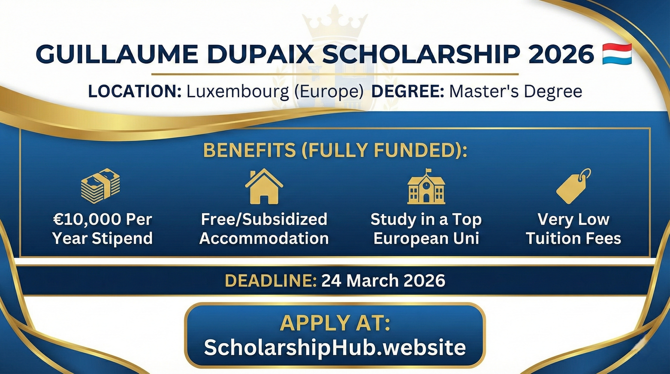 Guillaume Dupaix International Master’s Scholarship 2026