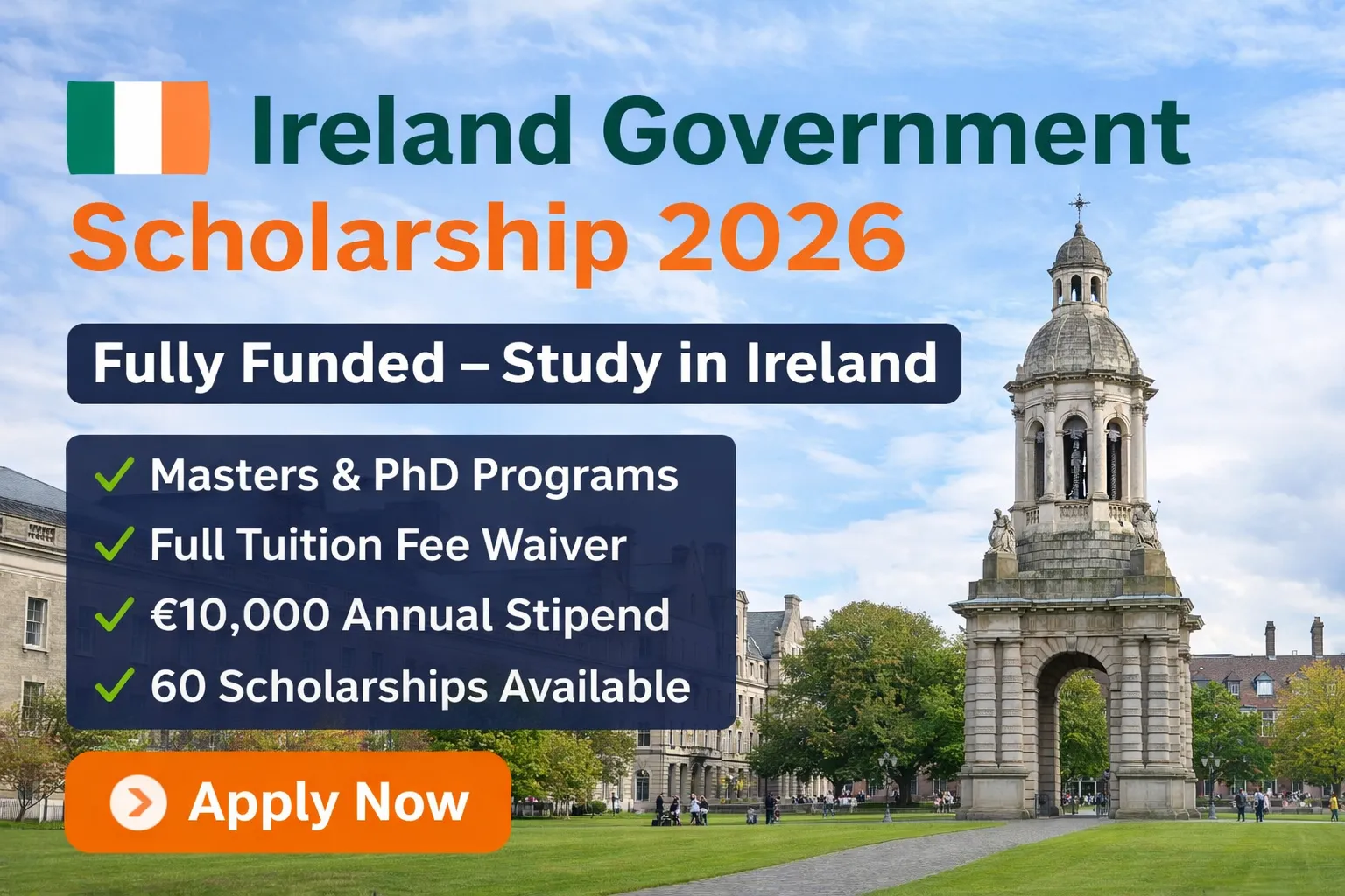 Ireland Government Scholarship 2026 (Fully Funded – Study in Ireland)