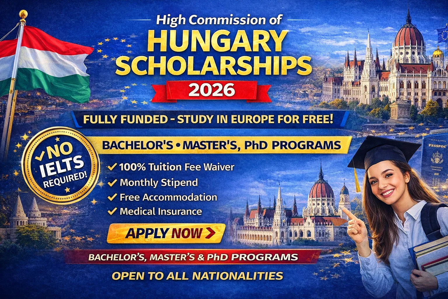 High Commission of Hungary Scholarships 2026 (Fully Funded) | Study in Europe for Free
