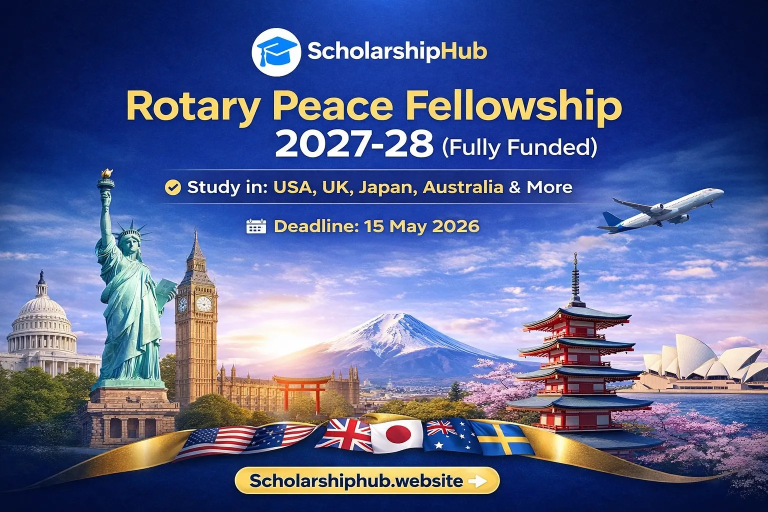 Rotary Peace Fellowship 2027-28 (Fully Funded) | Study in USA, UK, Japan, Australia and More