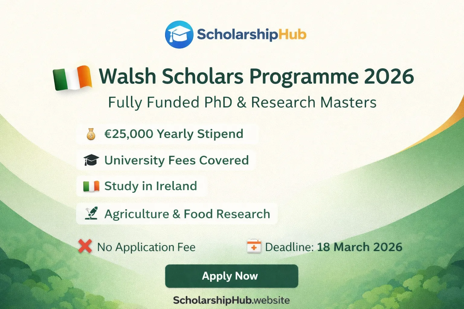 Walsh Scholars Programme 2026 in Ireland (Fully Funded PhD &amp; Research Masters)
